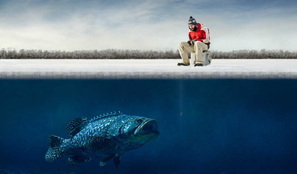 Зимняя рыбалка на озере