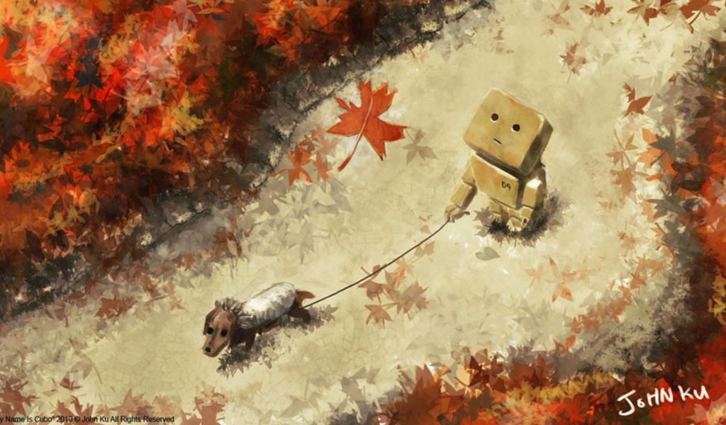 Дандо выгуливает собаку, рисунок