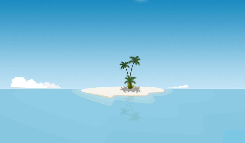 Необитаемый остров в синем море