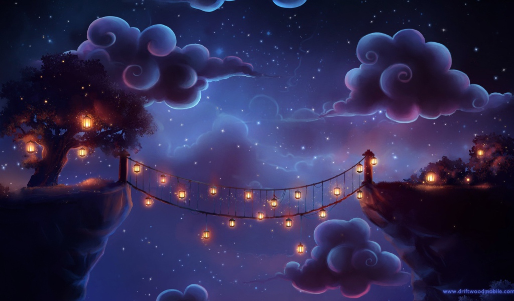 Ночные фонари на мосту