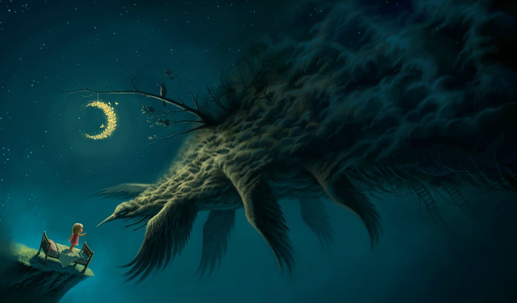 Ночное чудище и девочка