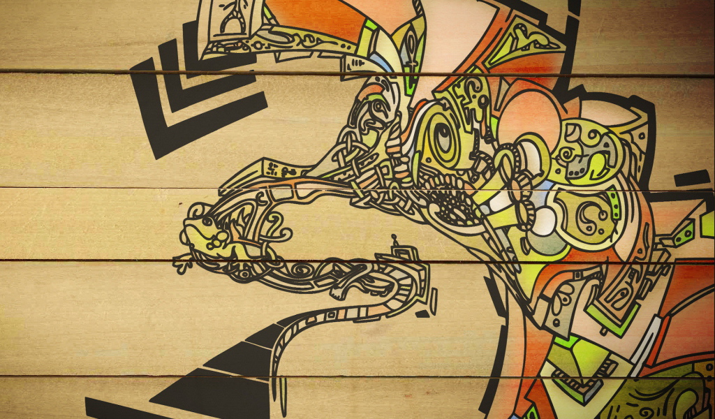 Рисунок на деревянной стене