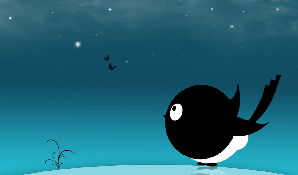 Ласточка смотрит на бабочек