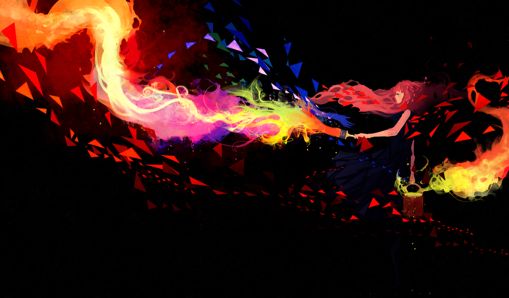 Девушка рисует красками, арт