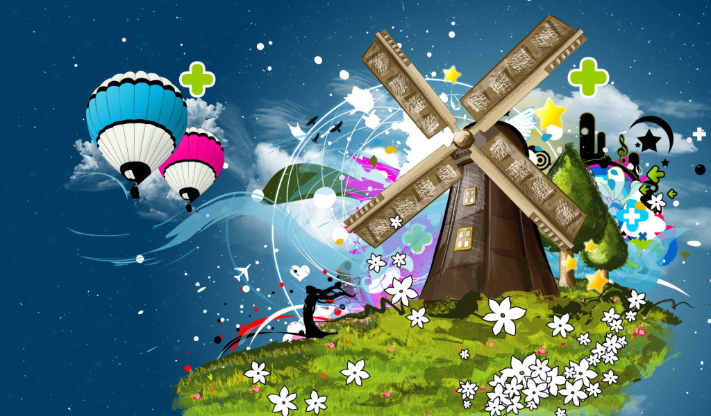 Ветреная мельница на острове