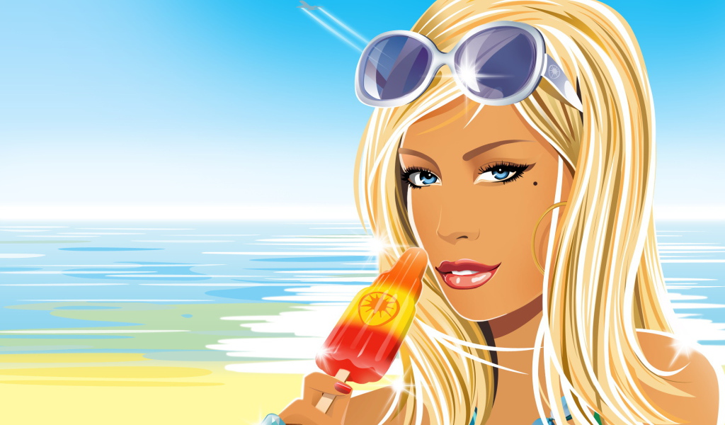 Девушка ест мороженое