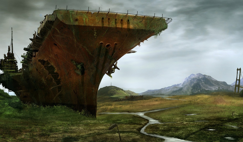 Авианосец в высохшем море