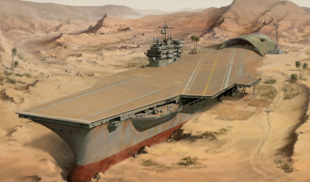 Авианосец в пустыне после засухи