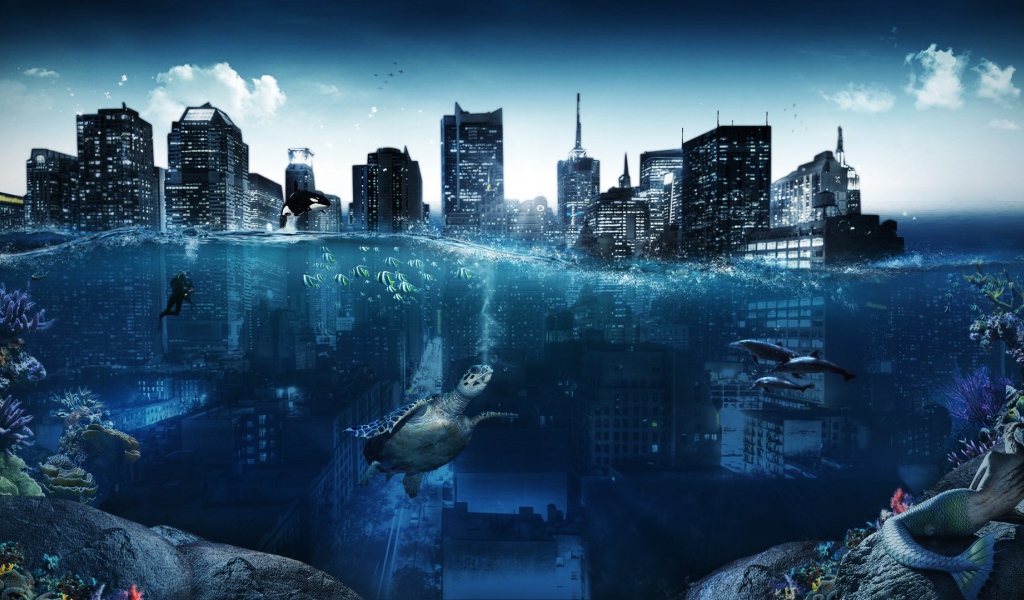 Животные в затонувшем городе