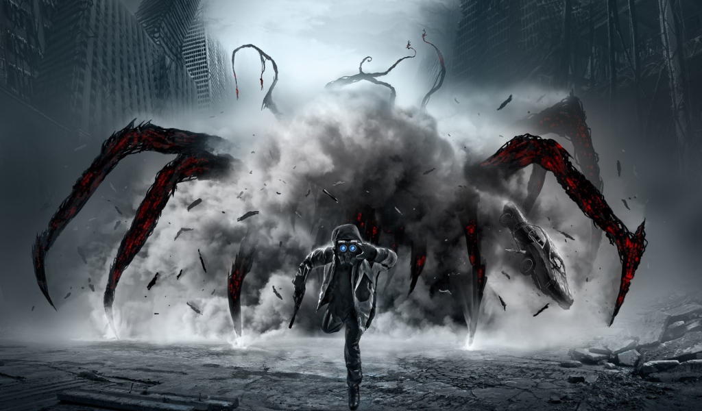 Апокалиптический паук догоняет человека