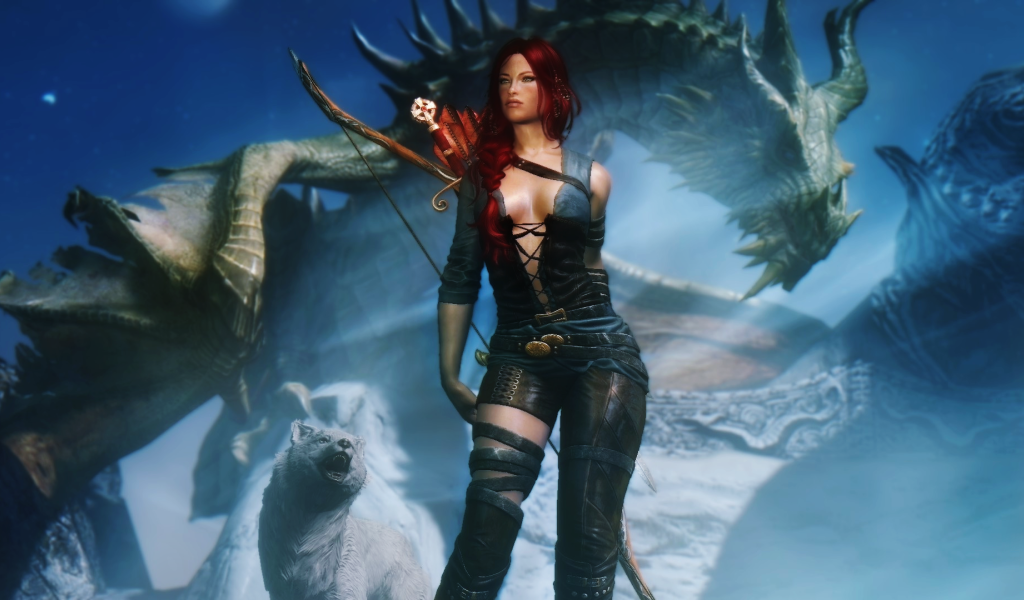 Лучница на фоне дракона, фэнтези