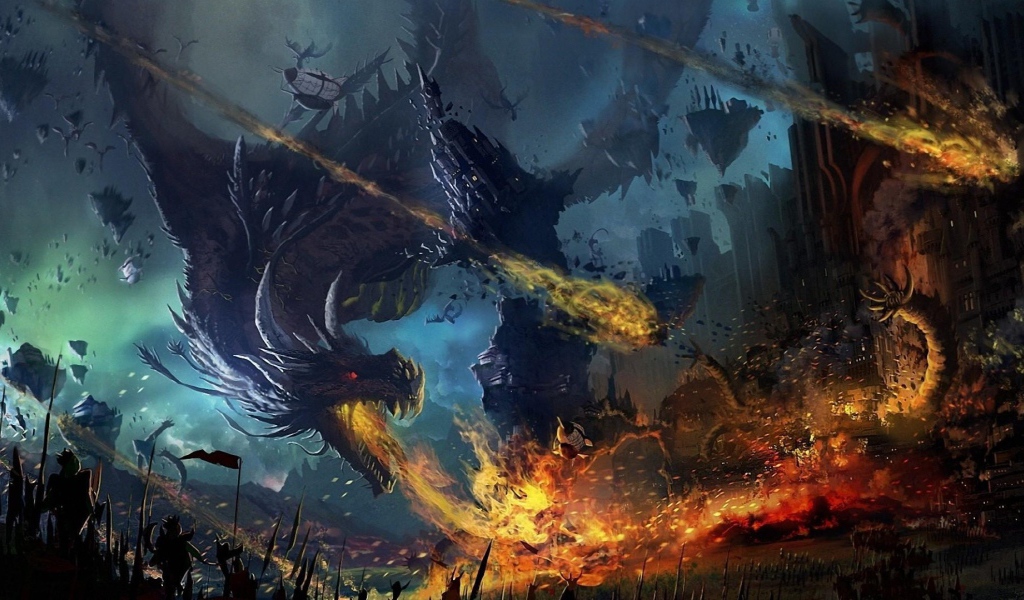 Боевые драконы участвуют в битве