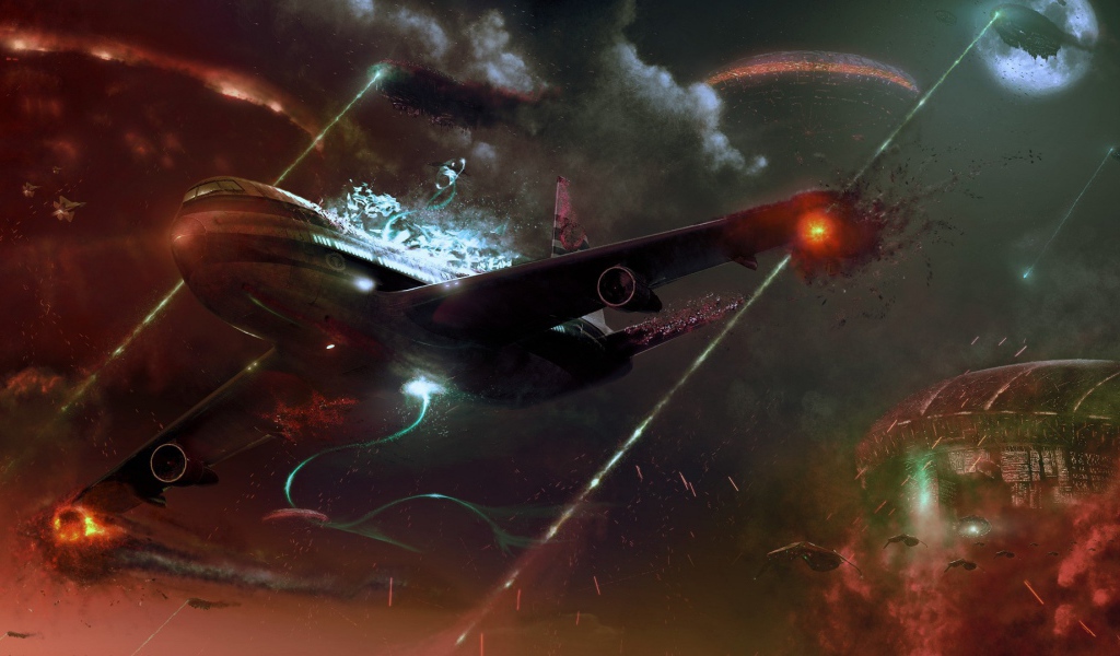 Удар лазера по самолету