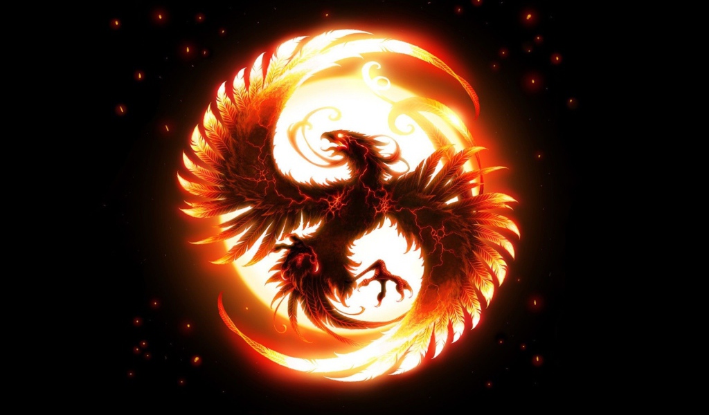 Птица в огненном шаре