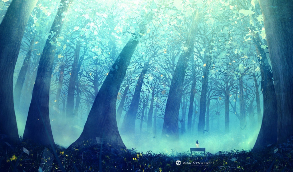 Синяя дымка в лесу