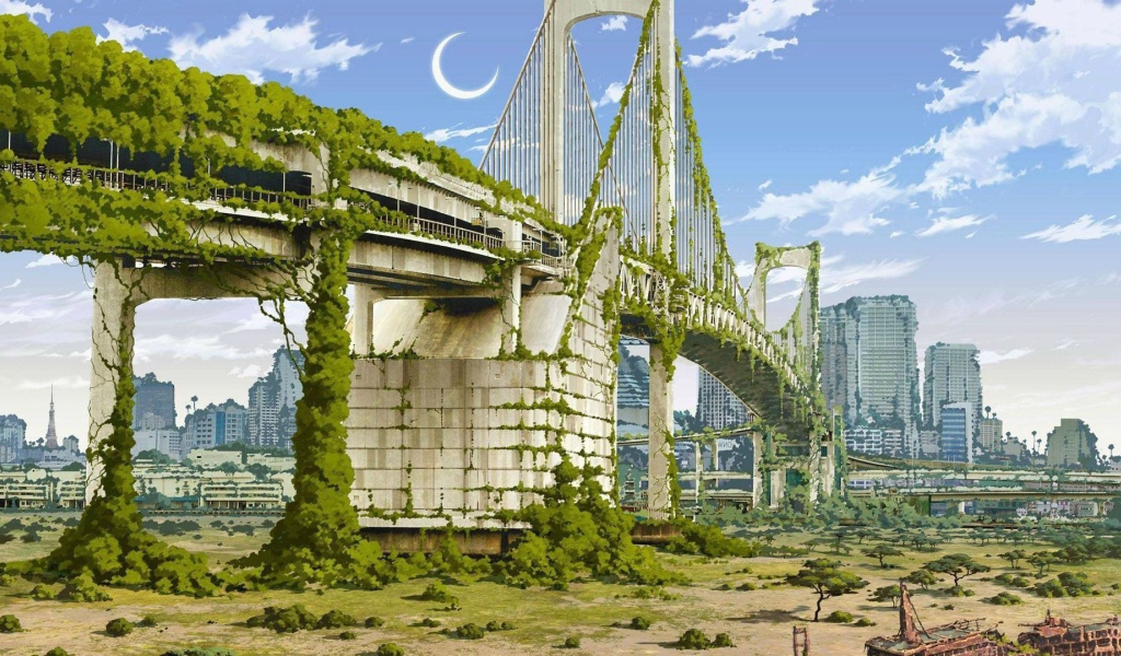 Мост в Нью-Йорке зарос зеленью