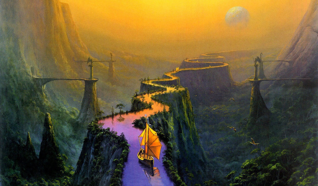 Канал среди гор фэнтези