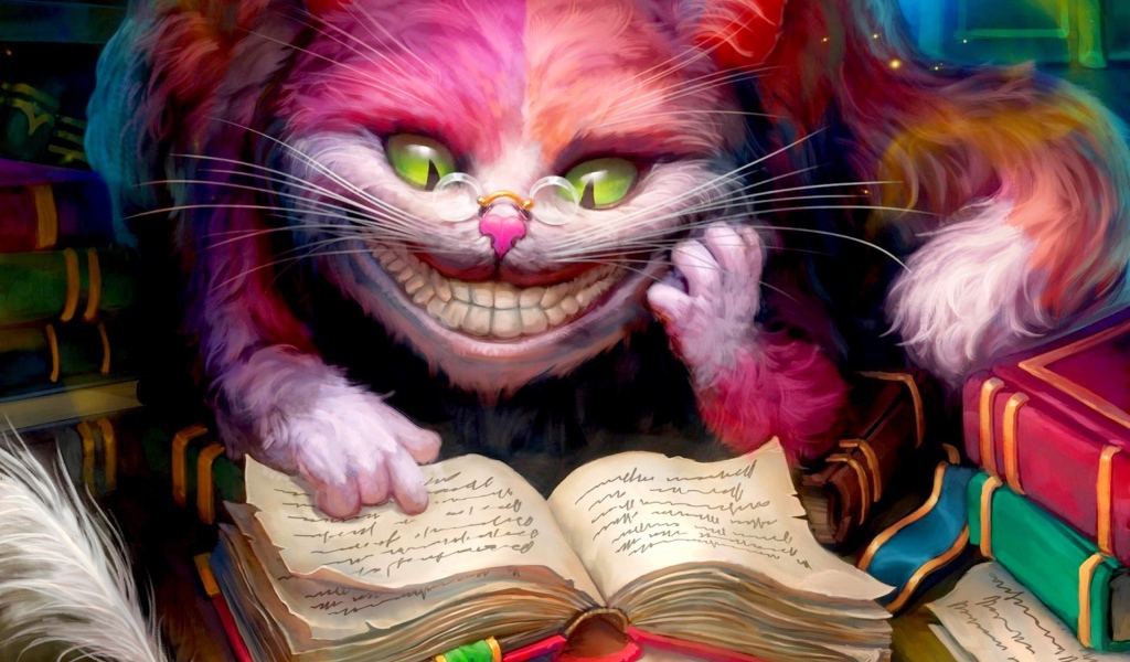 Чеширский кот читает книгу, Алиса в стране чудес