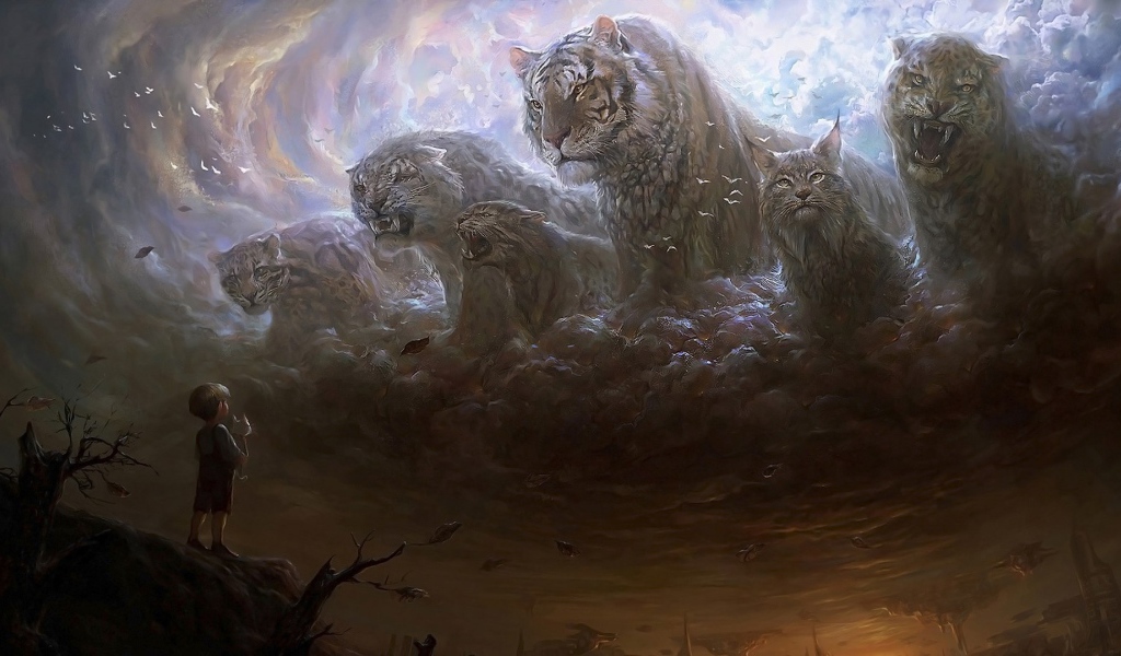 Ребенок и небесные кошки