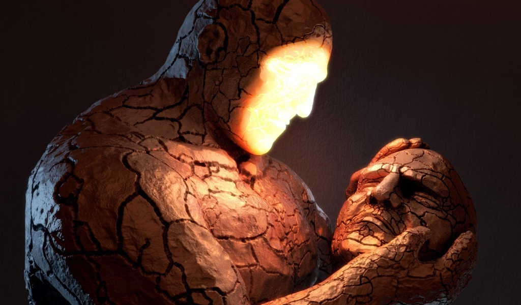 Глиняный человек смотрит на лицо друга