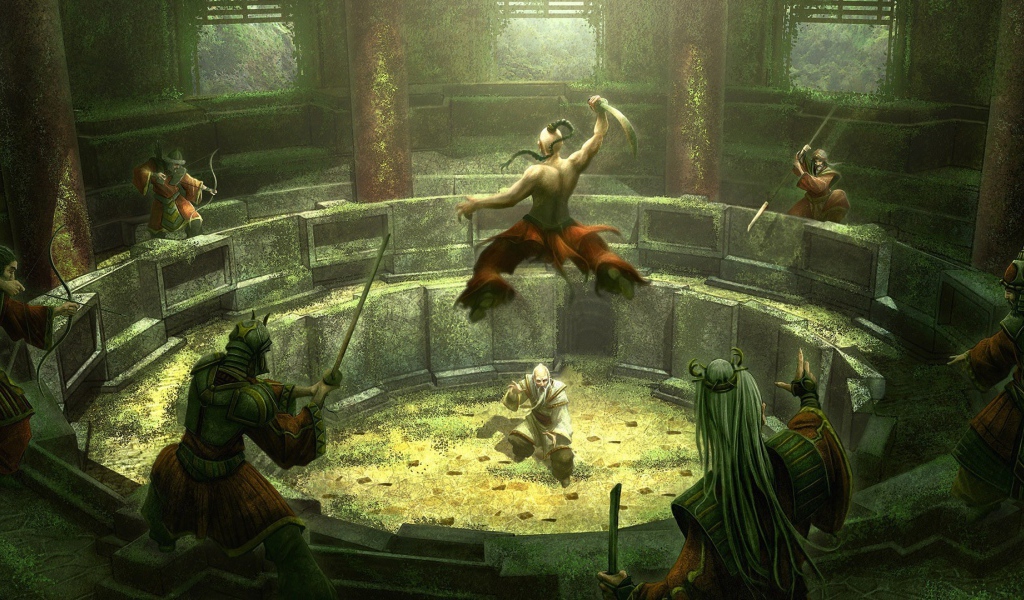 Казак сражается с турками на арене