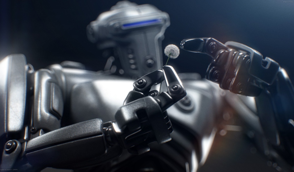 Одуванчик в руке робота