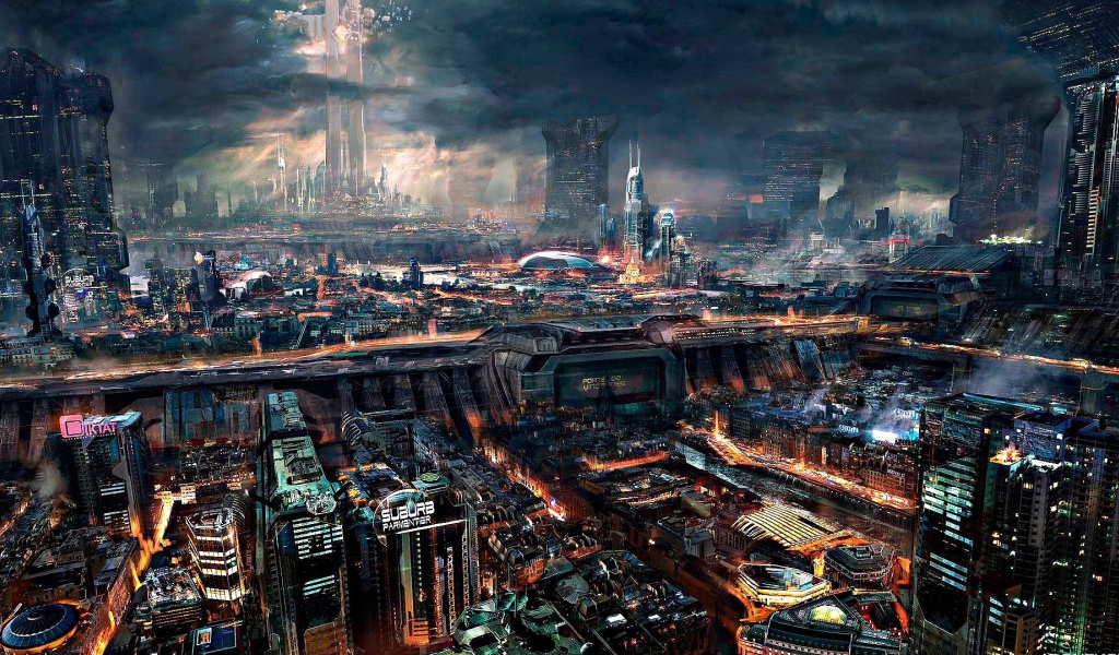 Плотная застройка в городе будущего