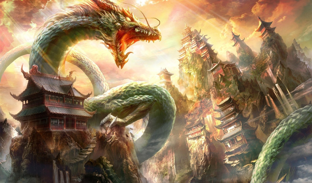 Дракон в городе в Китае