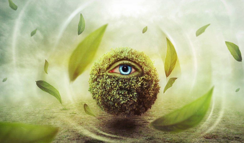 Глаз в шаре из листьев