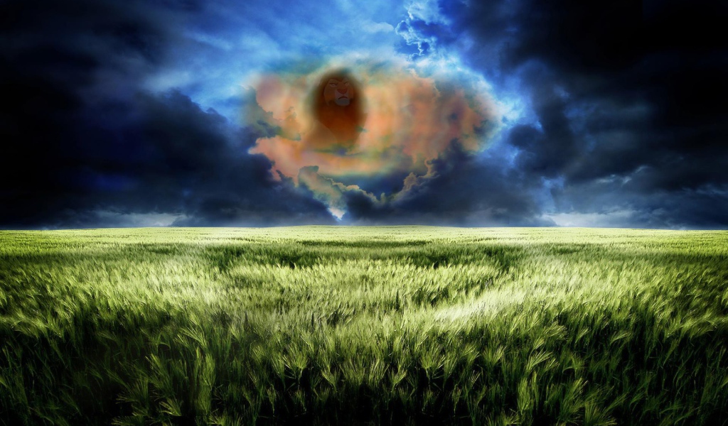 Лицо льва в облаке