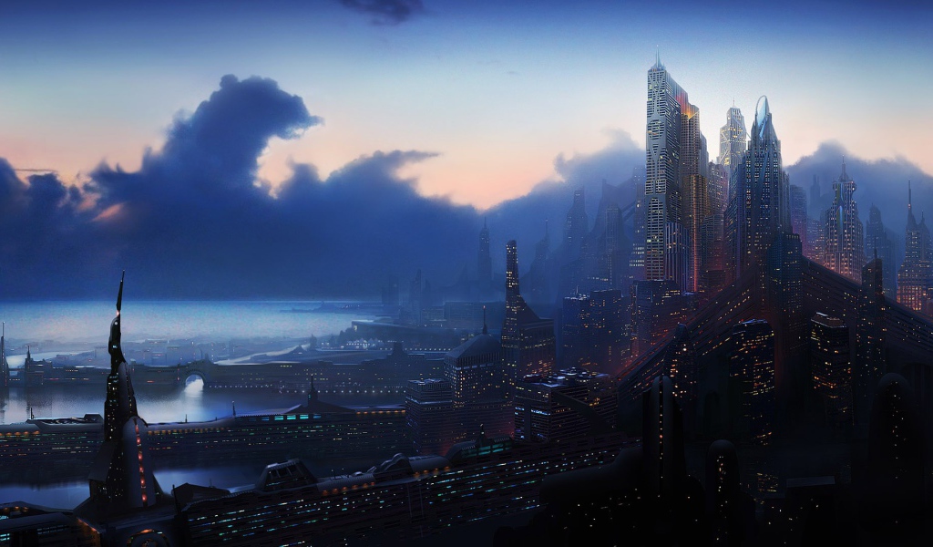 Фантастический город на берегу моря