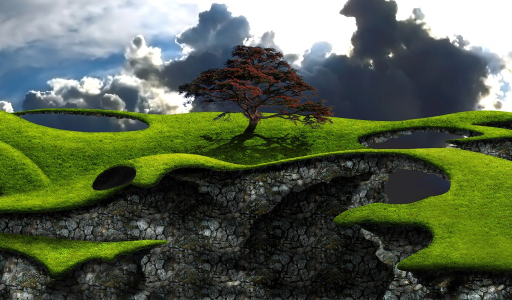 Фантастический пейзаж с парящими островами