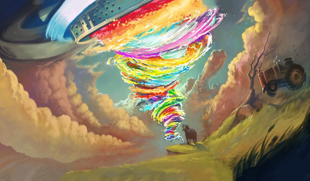 Фантастическое радужное торнадо