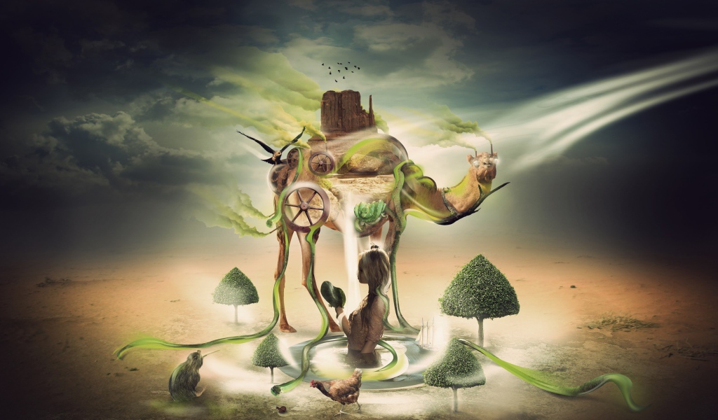 Фентези верблюд в пустыне