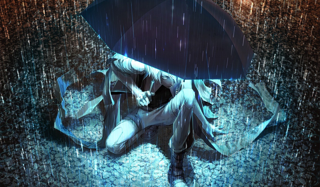 Фэнтези герой под зонтом