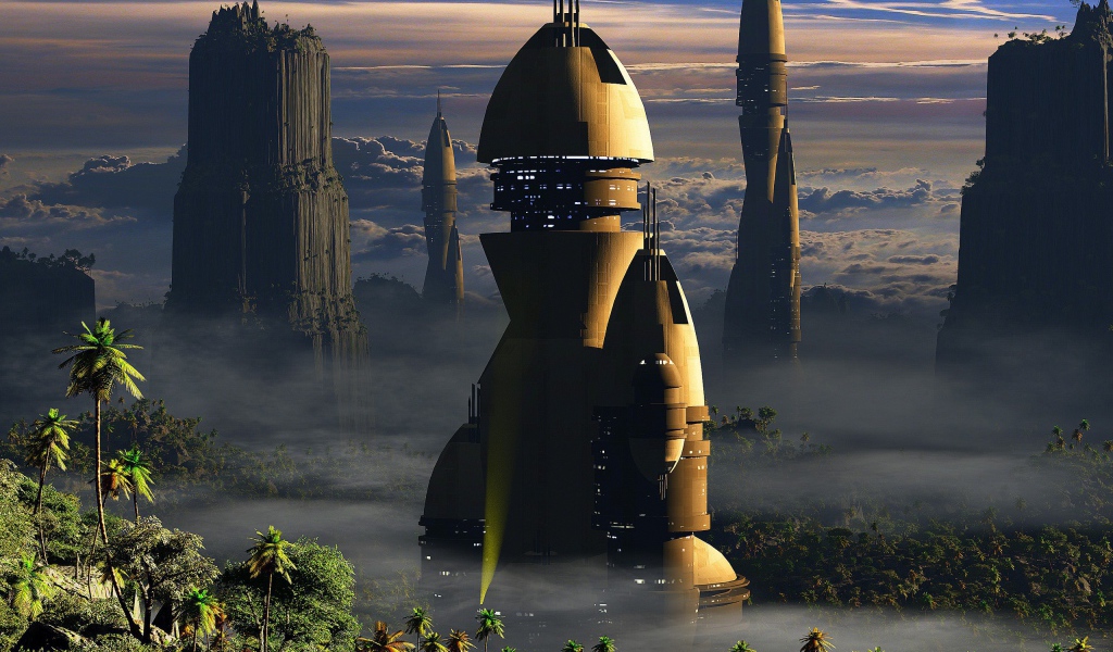 Фэнтези город в стране пальм