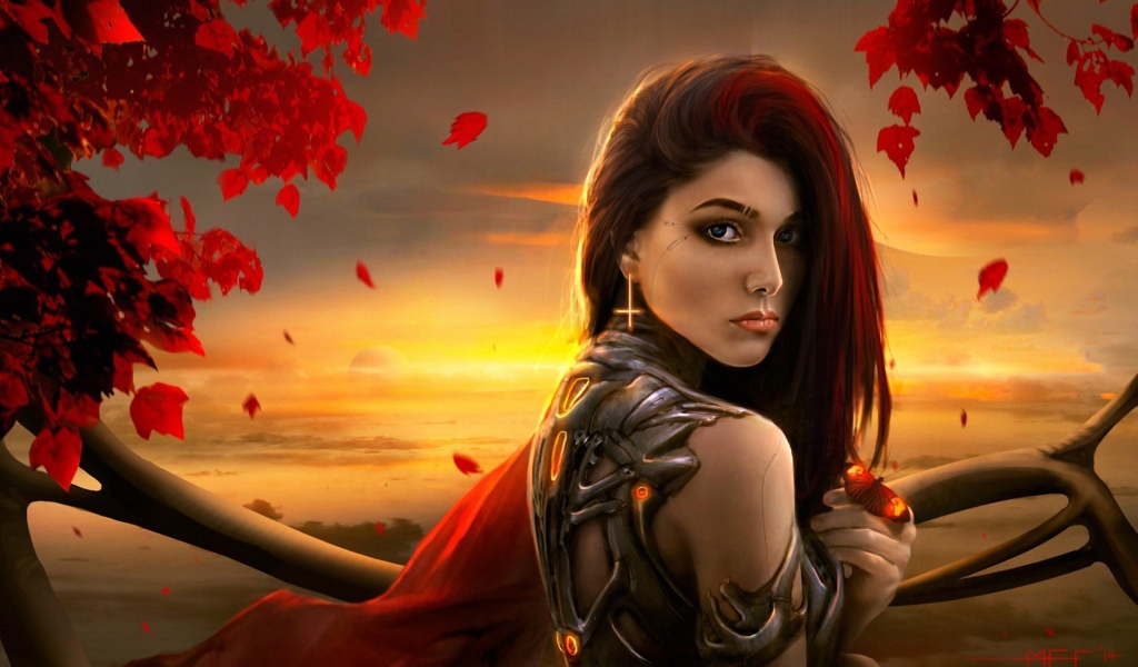 Фэнтези девушка в железных латах