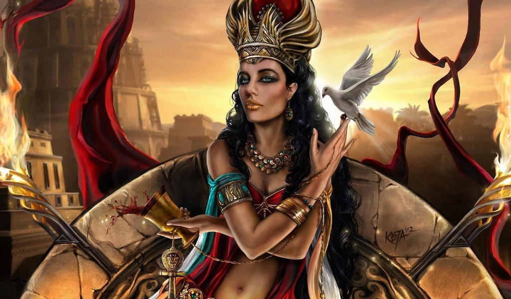 Фэнтези девушка с голубем на руке