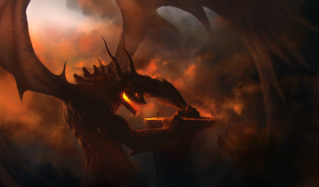 Огненный дракон разговаривает с человеком