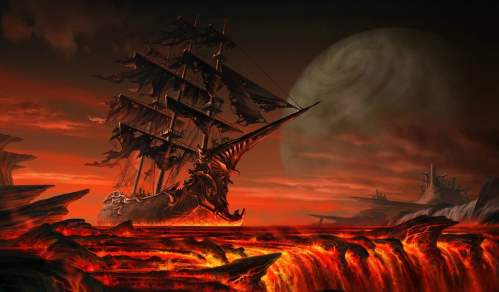 Корабль призрак в огненном море