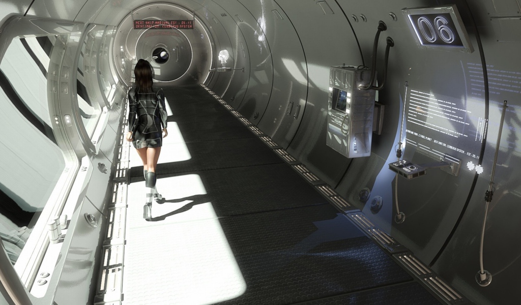 Девушка в переходе космической станции