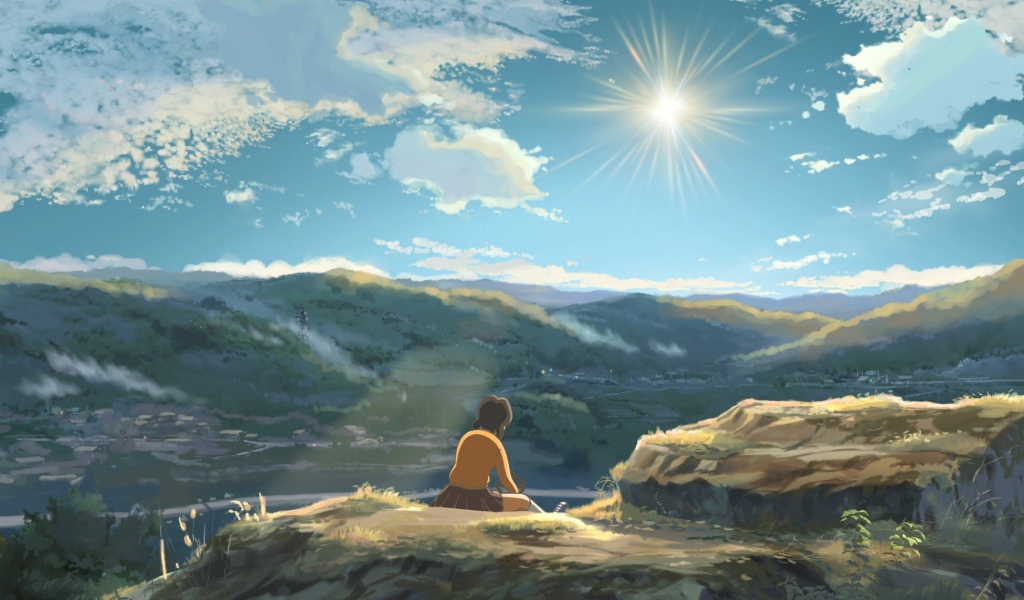 Девочка смотрит на фэнтези страну