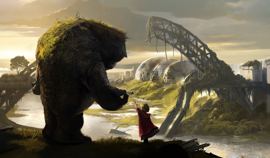 Девочка показывает чудищу свой город