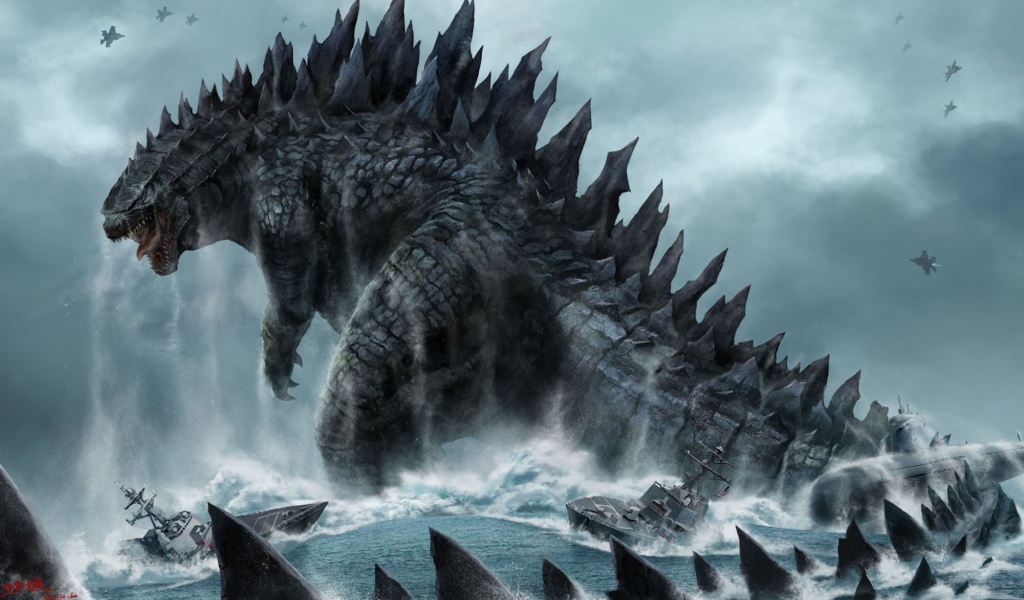 Годзила бушует в море