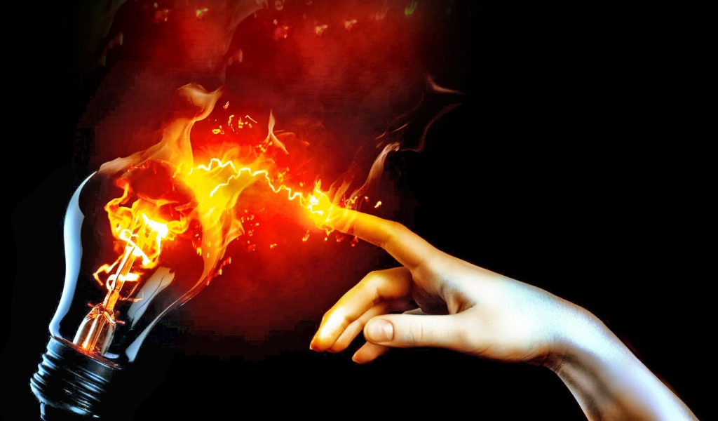 Рука и пылающая лампа