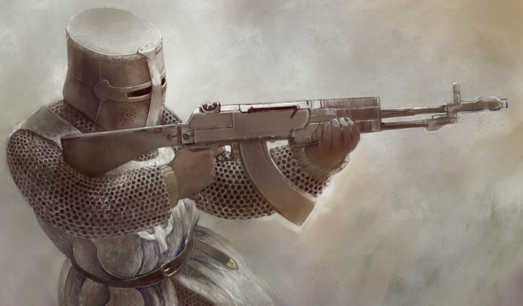 Рыцарь с автоматом в руках