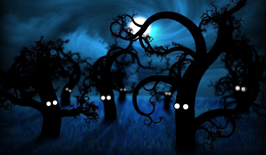Живые деревья в полнолуние