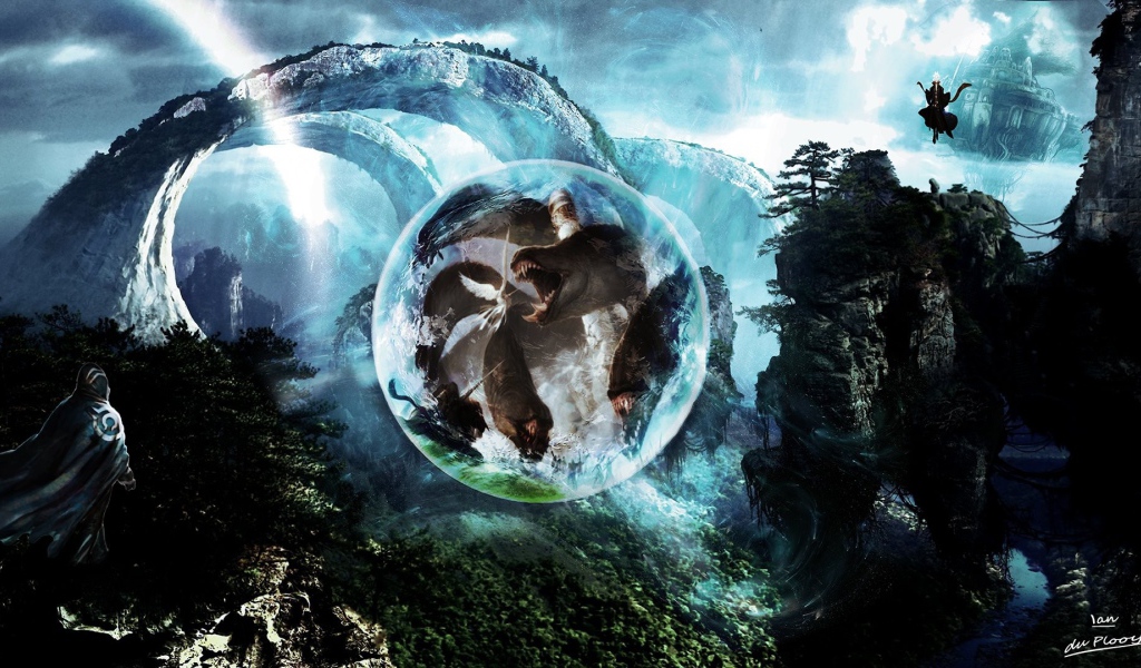 Маг заключил зверя в силовое поле