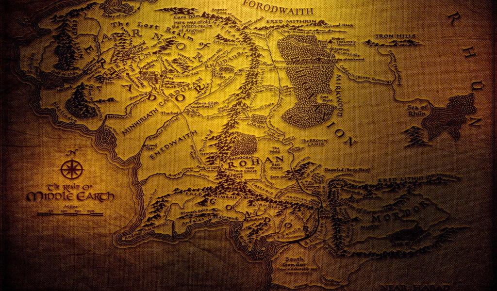 Карта Средиземья из Властелина колец