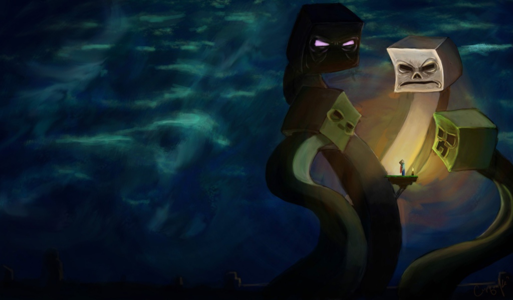 Чудовище с квадратными головами